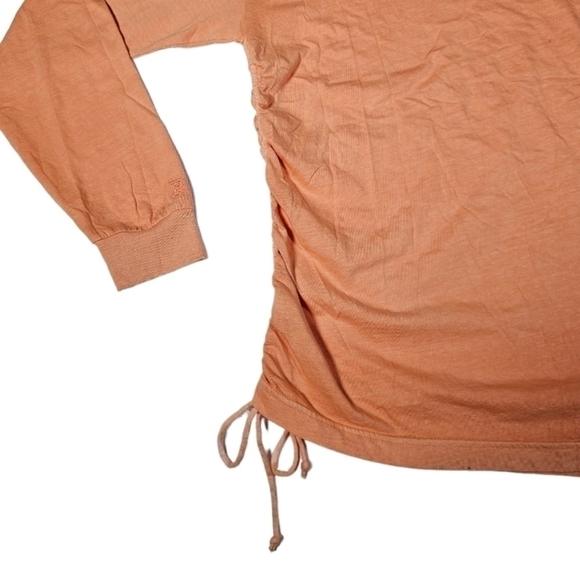 PINK Victoria's Secret Shirt Long Sleeve Drawstring Ruched Side Orange Small - Picture 7 of 13